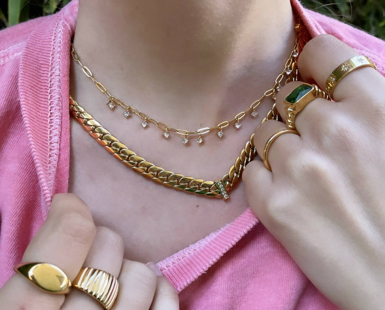 Veronique V Gold Necklace